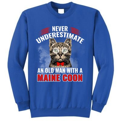 Cats 365 Never Underestimate An Old With A Maine Coon Gift Tall Sweatshirt