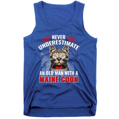 Cats 365 Never Underestimate An Old With A Maine Coon Gift Tank Top