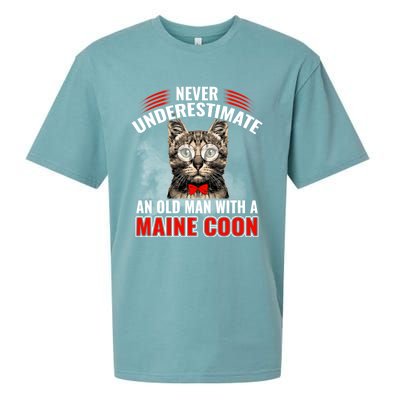 Cats 365 Never Underestimate An Old With A Maine Coon Gift Sueded Cloud Jersey T-Shirt