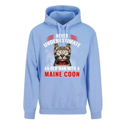 Cats 365 Never Underestimate An Old With A Maine Coon Gift Unisex Surf Hoodie