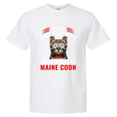 Cats 365 Never Underestimate An Old With A Maine Coon Gift Garment-Dyed Heavyweight T-Shirt