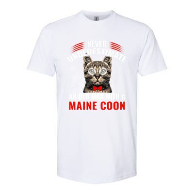 Cats 365 Never Underestimate An Old With A Maine Coon Gift Softstyle® CVC T-Shirt