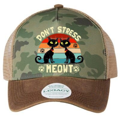 Cats 365 Retro Don't Stress Meowt Angry Cat Meow Gift Legacy Tie Dye Trucker Hat