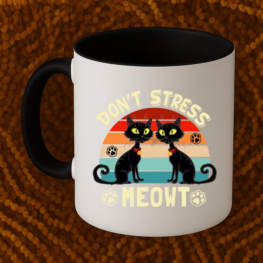 Cats 365 Retro Don't Stress Meowt Angry Cat Meow Gift Mug