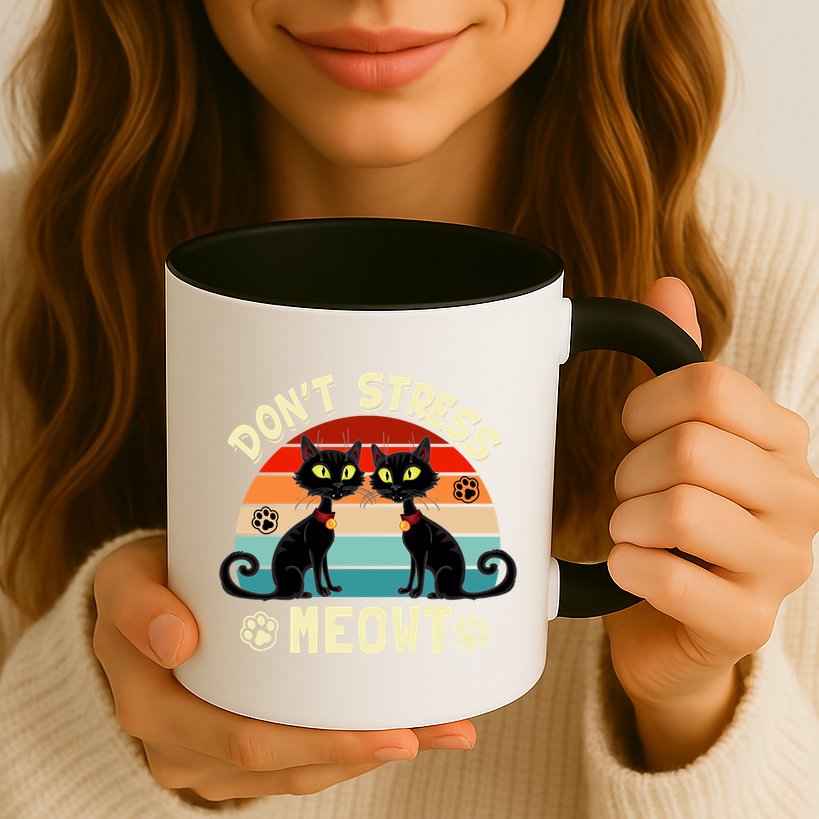 Cats 365 Retro Don't Stress Meowt Angry Cat Meow Gift Mug