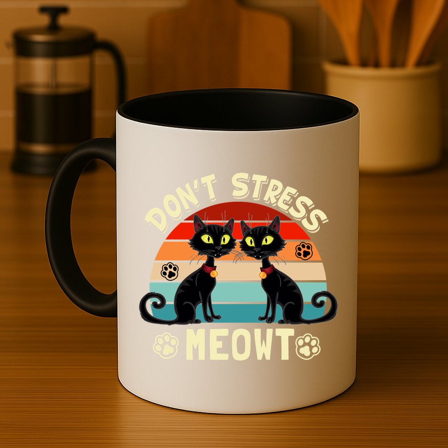 Cats 365 Retro Don't Stress Meowt Angry Cat Meow Gift Mug