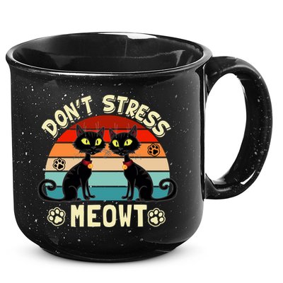 Cats 365 Retro Don't Stress Meowt Angry Cat Meow Gift 15oz Campfire Ceramic Mug