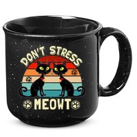 Cats 365 Retro Don't Stress Meowt Angry Cat Meow Gift 15oz Campfire Ceramic Mug