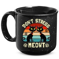 Cats 365 Retro Don't Stress Meowt Angry Cat Meow Gift 15oz Campfire Ceramic Mug