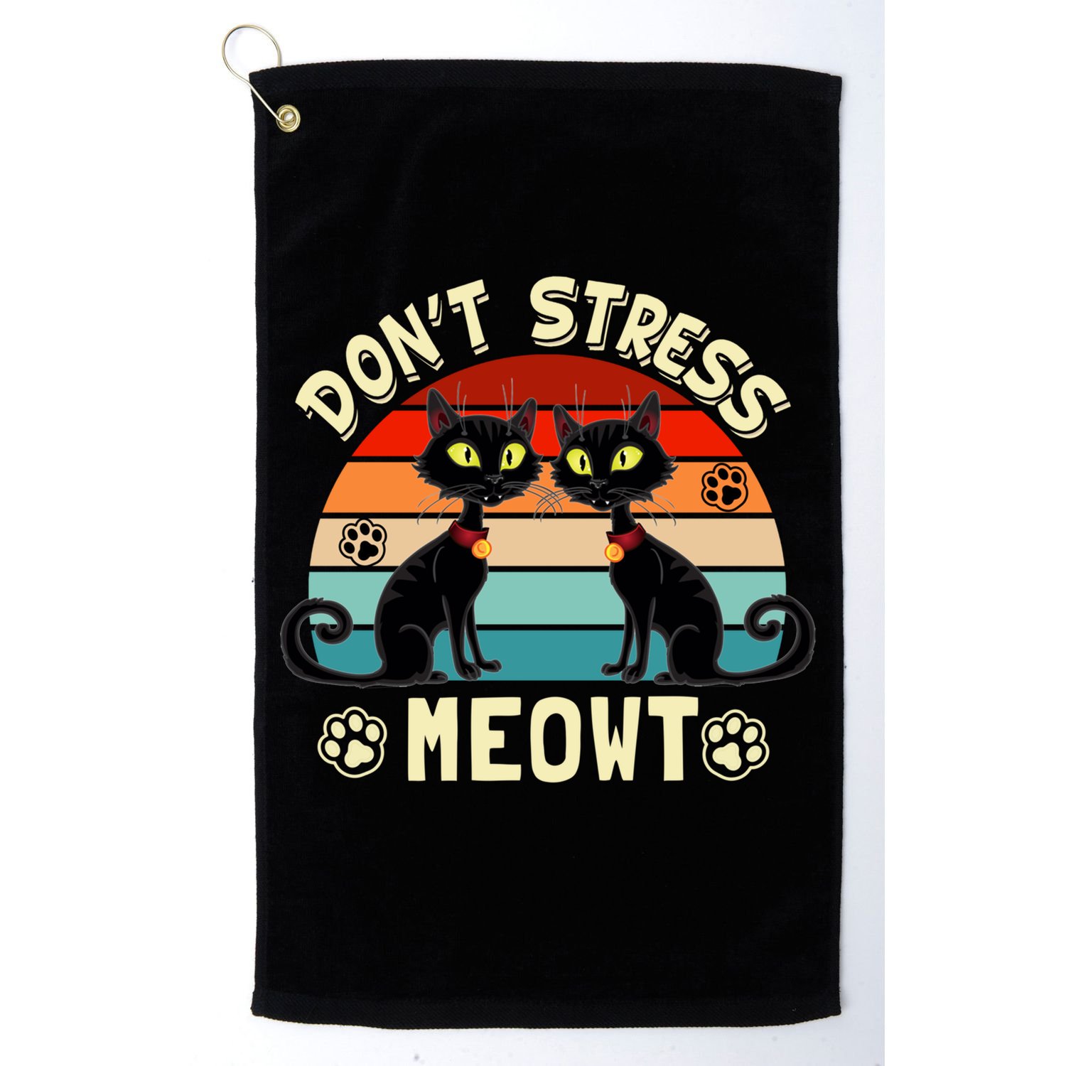 Cats 365 Retro Don't Stress Meowt Angry Cat Meow Gift Golf Towel