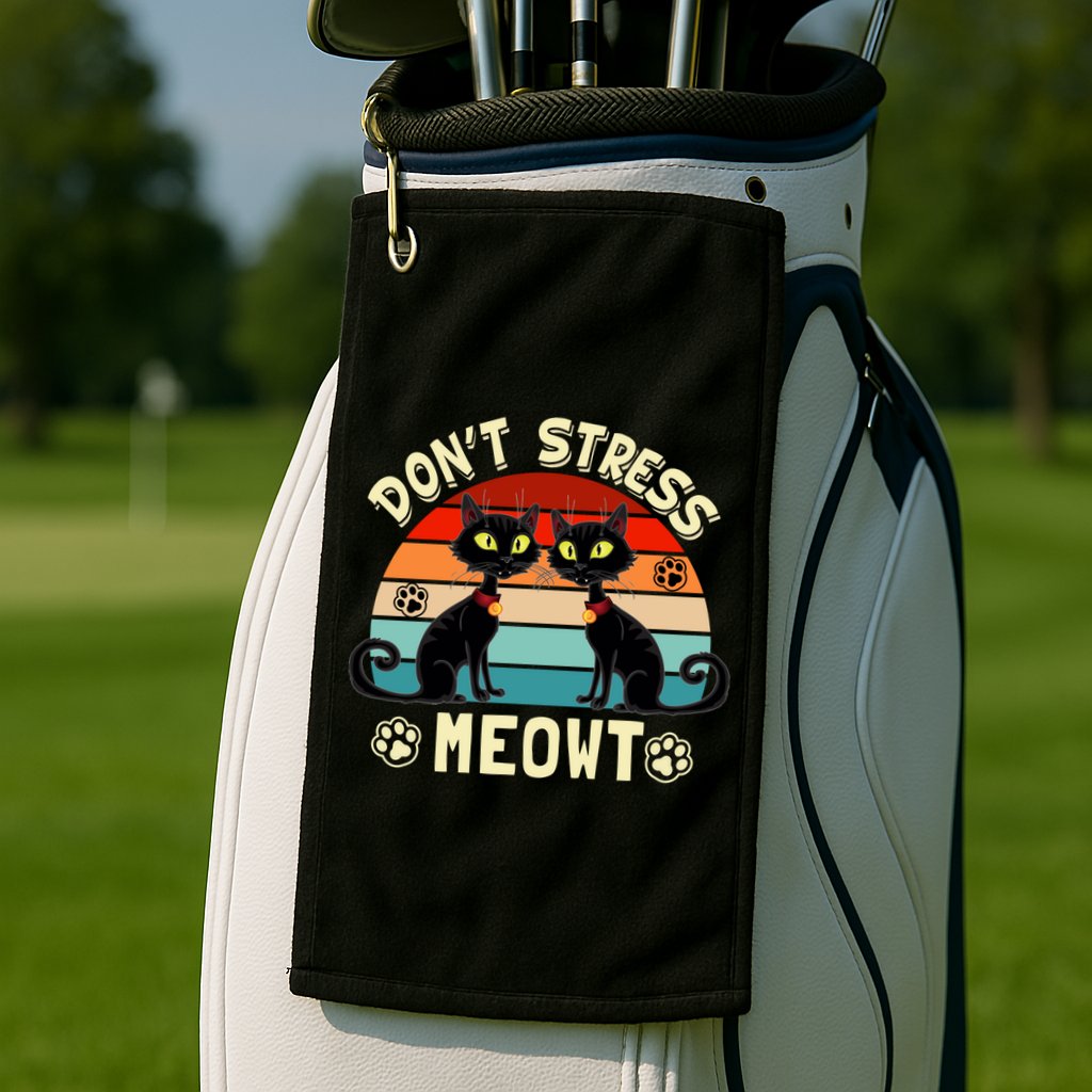 Cats 365 Retro Don't Stress Meowt Angry Cat Meow Gift Golf Towel