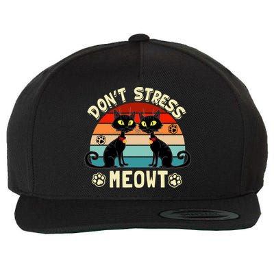 Cats 365 Retro Don't Stress Meowt Angry Cat Meow Gift Wool Snapback Cap