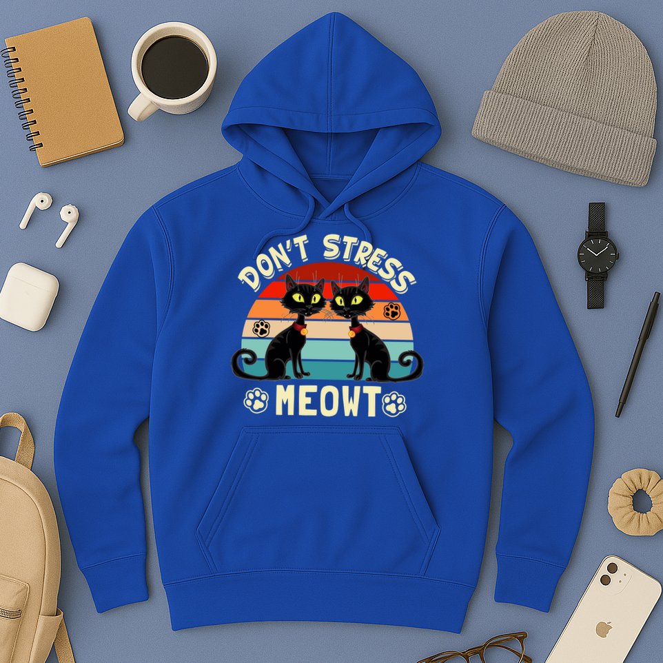 Cats 365 Retro Don't Stress Meowt Angry Cat Meow Gift Hoodie