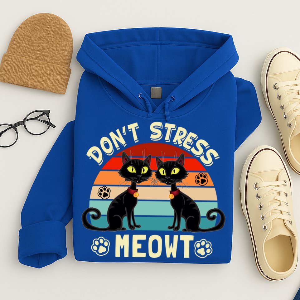 Cats 365 Retro Don't Stress Meowt Angry Cat Meow Gift Hoodie