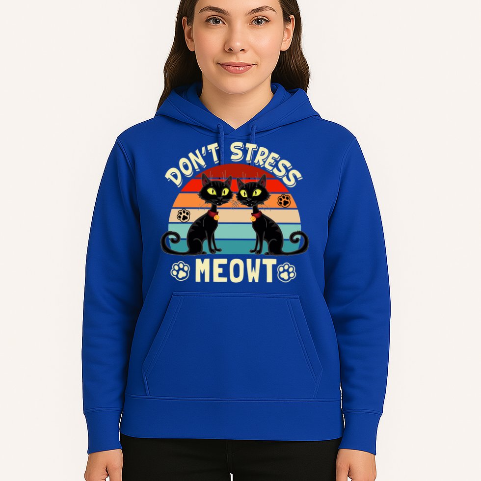 Cats 365 Retro Don't Stress Meowt Angry Cat Meow Gift Hoodie