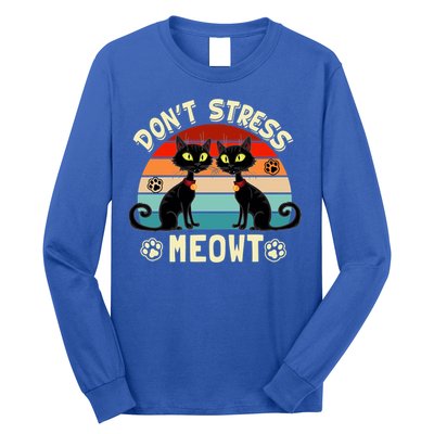 Cats 365 Retro Don't Stress Meowt Angry Cat Meow Gift Long Sleeve Shirt