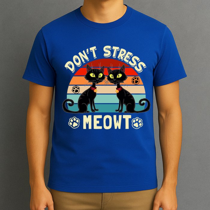 Cats 365 Retro Don't Stress Meowt Angry Cat Meow Gift T-Shirt