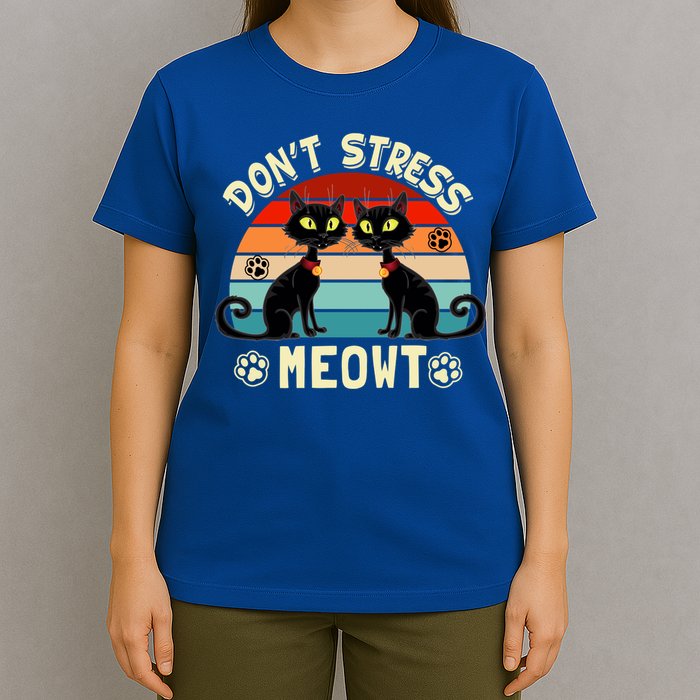 Cats 365 Retro Don't Stress Meowt Angry Cat Meow Gift T-Shirt