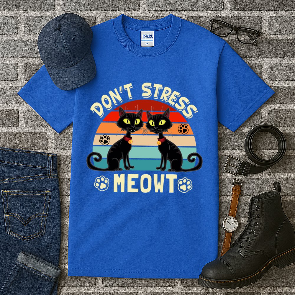 Cats 365 Retro Don't Stress Meowt Angry Cat Meow Gift Tall T-Shirt
