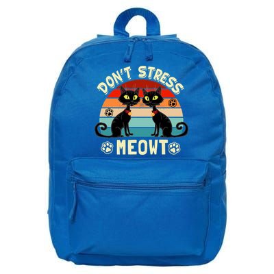 Cats 365 Retro Don't Stress Meowt Angry Cat Meow Gift 16 in Basic Backpack