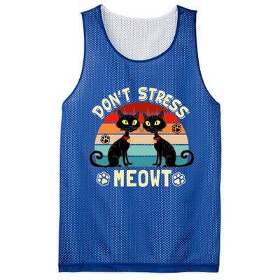 Cats 365 Retro Don't Stress Meowt Angry Cat Meow Gift Mesh Reversible Basketball Jersey Tank