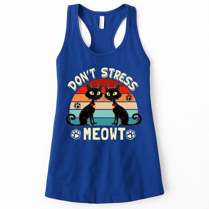 Cats 365 Retro Don't Stress Meowt Angry Cat Meow Gift Womens Tank Top