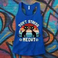 Cats 365 Retro Don't Stress Meowt Angry Cat Meow Gift Womens Tank Top