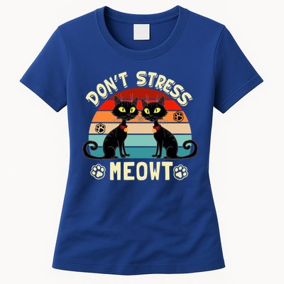 Cats 365 Retro Don't Stress Meowt Angry Cat Meow Gift Womens T-Shirt