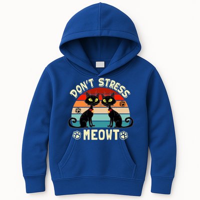Cats 365 Retro Don't Stress Meowt Angry Cat Meow Gift Kids Hoodie