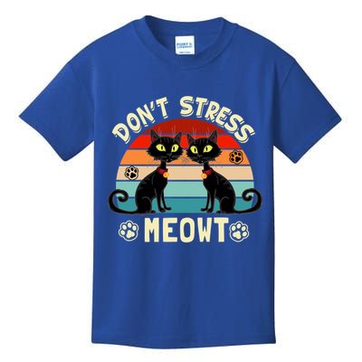 Cats 365 Retro Don't Stress Meowt Angry Cat Meow Gift Kids T-Shirt
