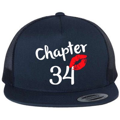 Chapter 34 Years 34th Happy Birthday Lips Born In 1987 Gift Flat Bill Trucker Hat