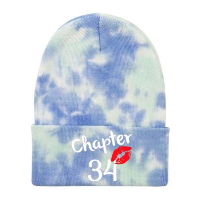 Chapter 34 Years 34th Happy Birthday Lips Born In 1987 Gift Tie Dye 12in Knit Beanie