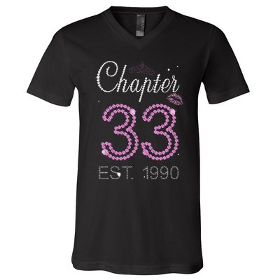 Chapter 33 Years Est 1990 33rd Birthday For Womens V-Neck T-Shirt