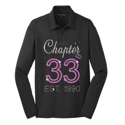 Chapter 33 Years Est 1990 33rd Birthday For Womens Silk Touch Performance Long Sleeve Polo