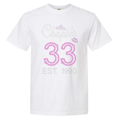 Chapter 33 Years Est 1990 33rd Birthday For Womens Garment-Dyed Heavyweight T-Shirt