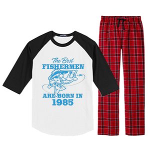 Cute 38 Year Old Fisherman Fishing 1985 38th Birthday Raglan Sleeve Pajama Set