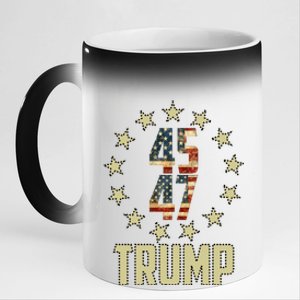 Classic 45 47 Trump American Flag 11oz Black Color Changing Mug