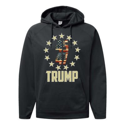 Classic 45 47 Trump American Flag Performance Fleece Hoodie