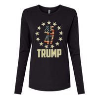 Classic 45 47 Trump American Flag Womens Cotton Relaxed Long Sleeve T-Shirt