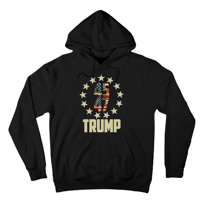 Classic 45 47 Trump American Flag Hoodie