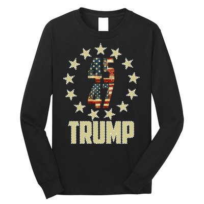 Classic 45 47 Trump American Flag Long Sleeve Shirt