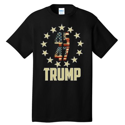 Classic 45 47 Trump American Flag Tall T-Shirt