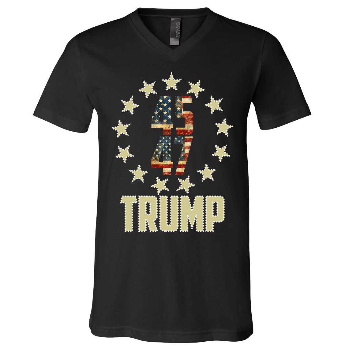 Classic 45 47 Trump American Flag V-Neck T-Shirt