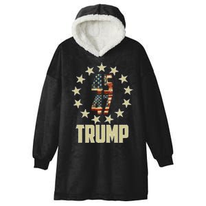 Classic 45 47 Trump American Flag Hooded Wearable Blanket