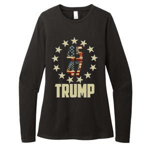 Classic 45 47 Trump American Flag Womens CVC Long Sleeve Shirt