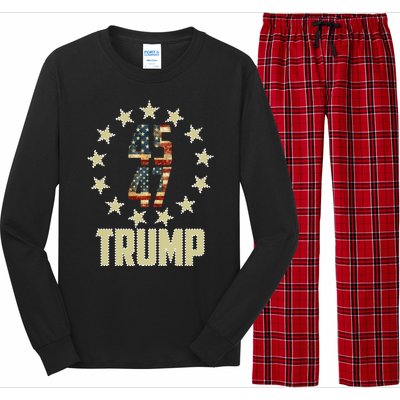 Classic 45 47 Trump American Flag Long Sleeve Pajama Set