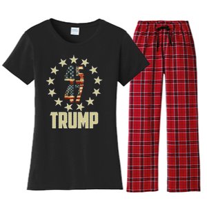 Classic 45 47 Trump American Flag Women's Flannel Pajama Set