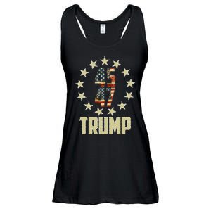 Classic 45 47 Trump American Flag Ladies Essential Flowy Tank