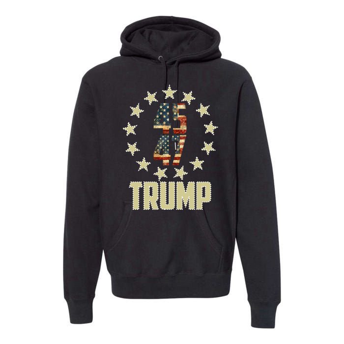 Classic 45 47 Trump American Flag Premium Hoodie