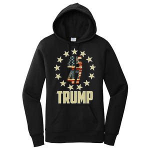 Classic 45 47 Trump American Flag Women's Pullover Hoodie